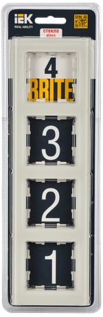 BRITE Рамка 4 -местная РУ-4-2-БрВа стекло ванильный IEK