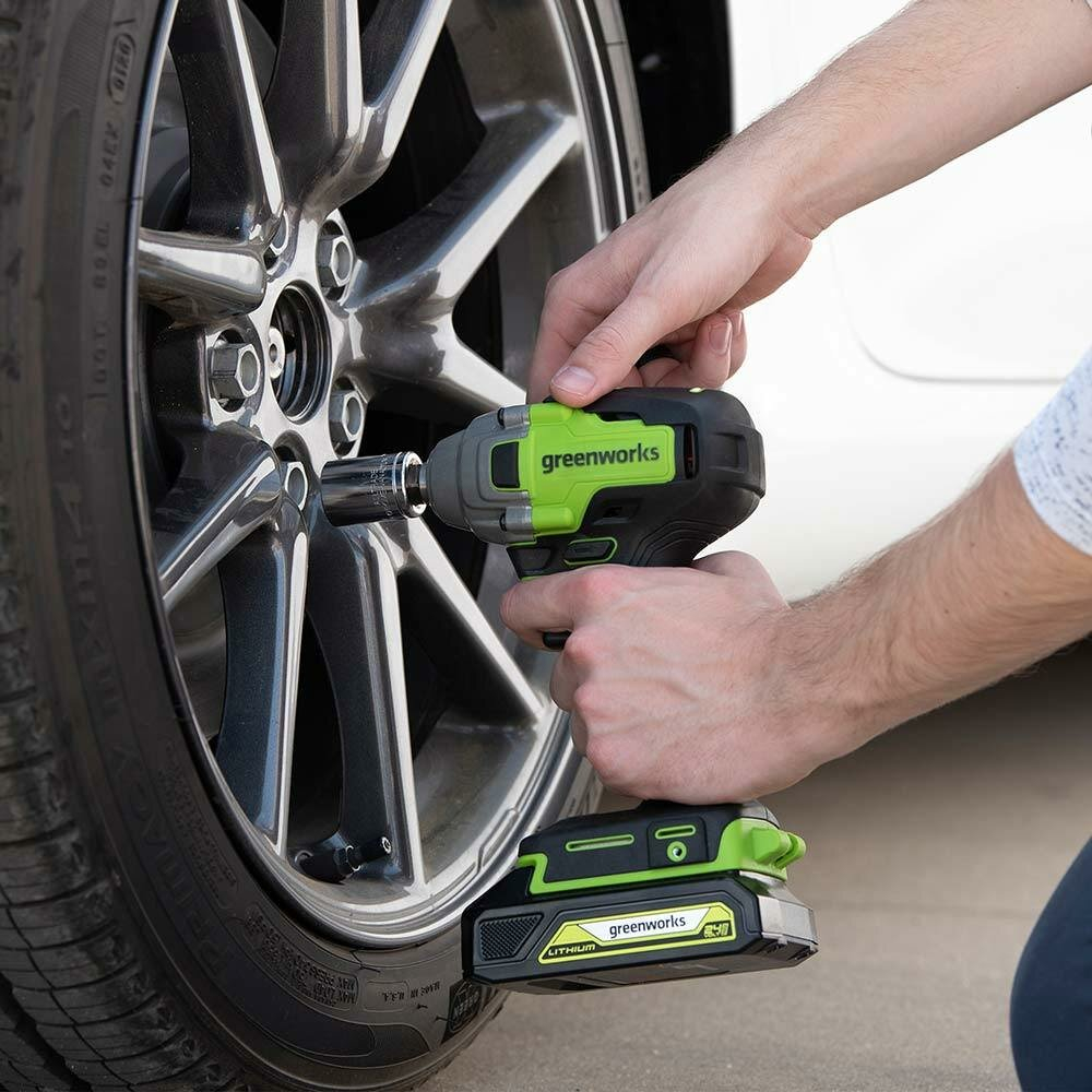 Гайковерт ударный аккумуляторный GREENWORKS GD24IW400 24В,400Hm,1/2,б/щ,без АКБ и ЗУ (3802907)