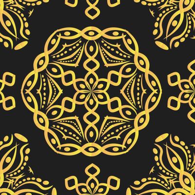 Круглая мандала на черном.