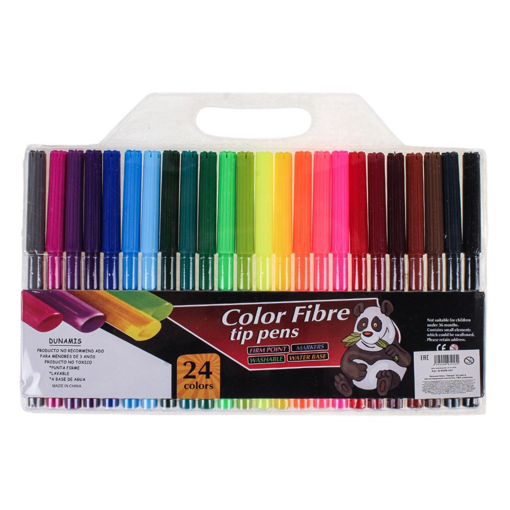 Фломастеры "Панда" 24 цвета, вентилируемый колпачок, ПВХ упаковка