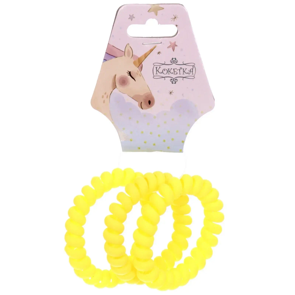 Резинки для волос силиконовые 3шт «ЕЖЕВИКА», цвет ярко-желтый, d-5,5см (Подвес Единорог)