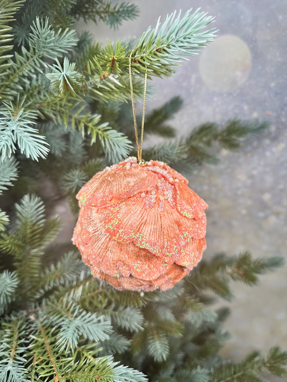 Шар 10см ChristmasDeLuxe premium collection персиковый