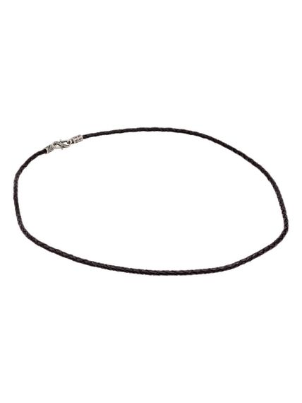 Гайтан кожаный чёрный 3 мм из мельхиора, вид спереди