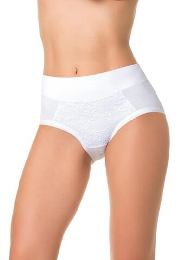 Высокие трусики plus size с кружевной вставкой (Размер: XL) (Цвет: белый)