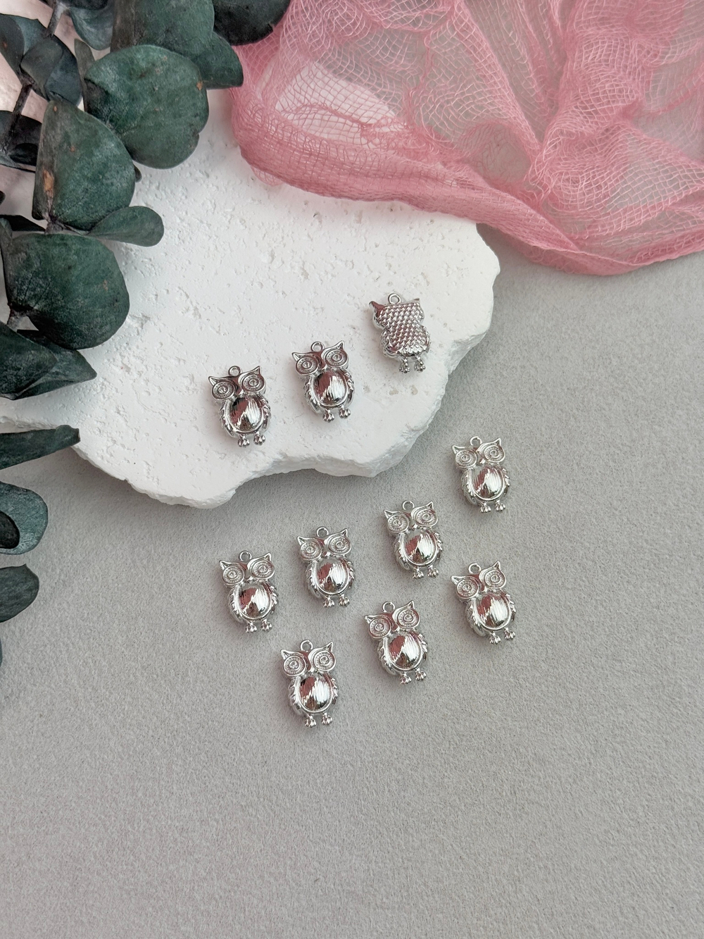 Подвеска "Совушка" родий, 13*10 мм