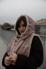 Меховой манишон 2в1 ореховый