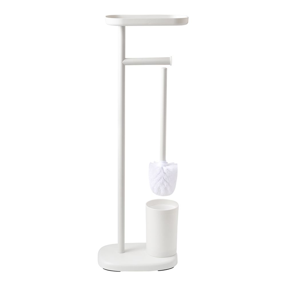 Держатель для туалетной бумаги с полочкой и ершиком Slim, белый