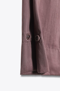 ZARA НЕЙЛОНОВЫЕ БРЮКИ С ПУГОВИЦАМИ СНИЗУ, ТЕМНО-РОЗОВЫЙ