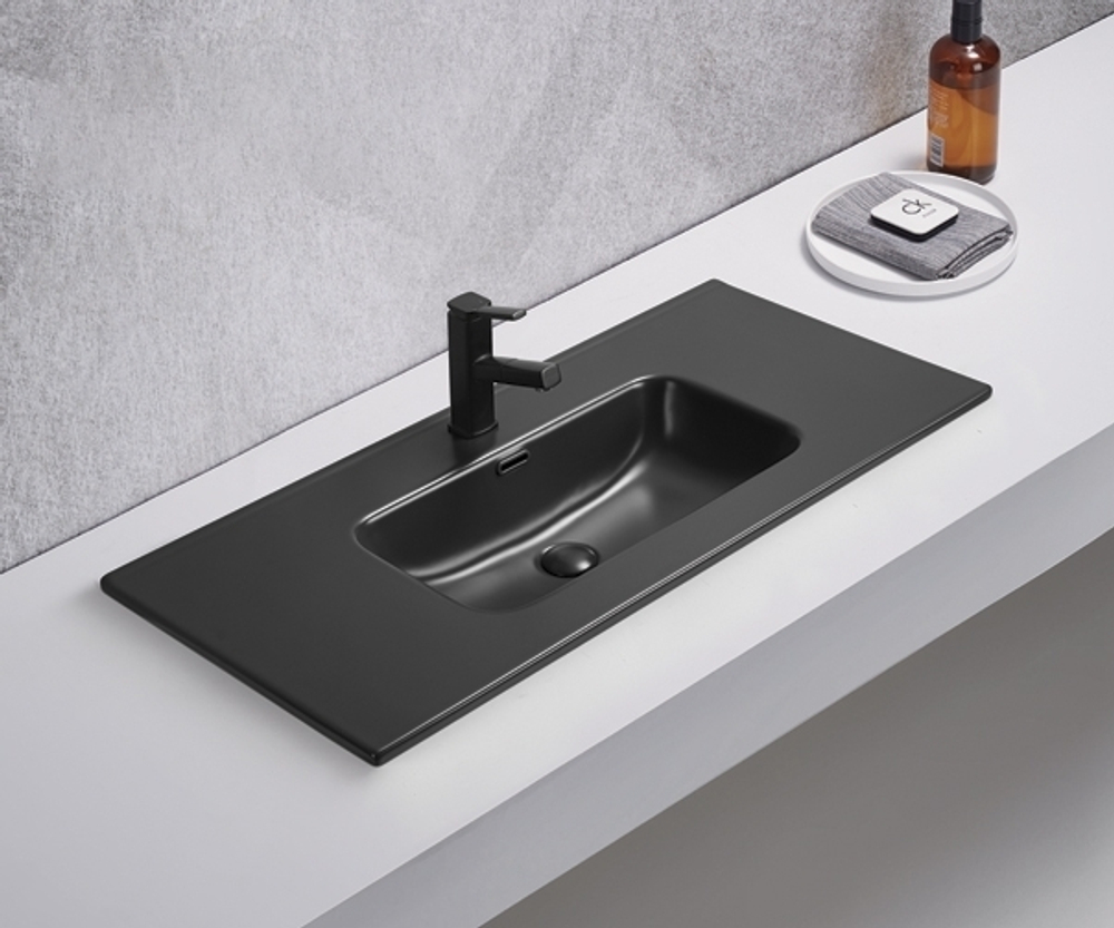 Раковина Gid Bm9010s 72207 встраиваемая сверху черная матовая 101.5x46.5x17