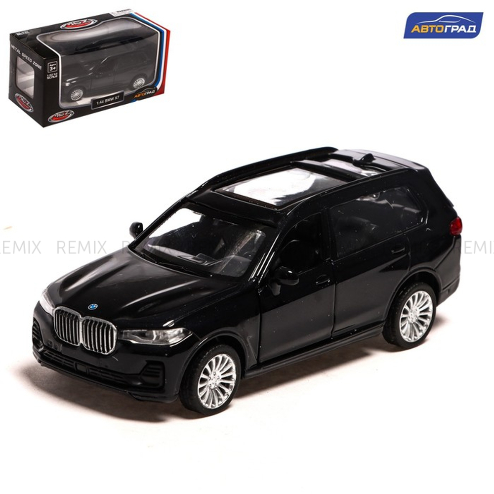 Машина металлическая BMW X7, 1:44, инерция, открываются двери, цвет чёрный