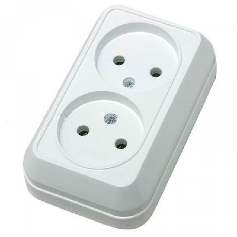 Розетка MAKEL 2-местная  бел. о/п б/з 16А 250В