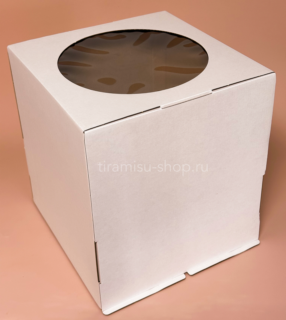 Коробка для торта с окном, 24 х 24 х 30 см, белая