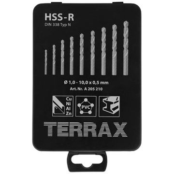 Набор сверл по металлу 19шт 1-10мм x 0,5мм HSS-R Terrax by RUKO A205210