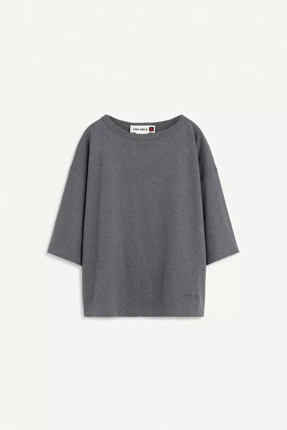 ZARA ФУТБОЛКА С КОРОТКИМИ РУКАВАМИ, АНТРАЦИТОВО-СЕРЫЙ