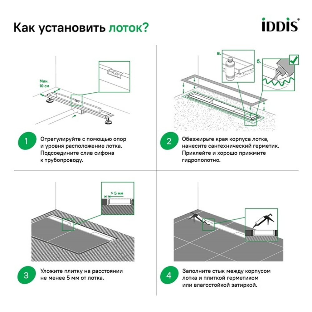 Душевой трап Iddis 600 мм