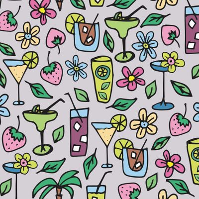 Тропические летние напитки и коктейли розовый фон