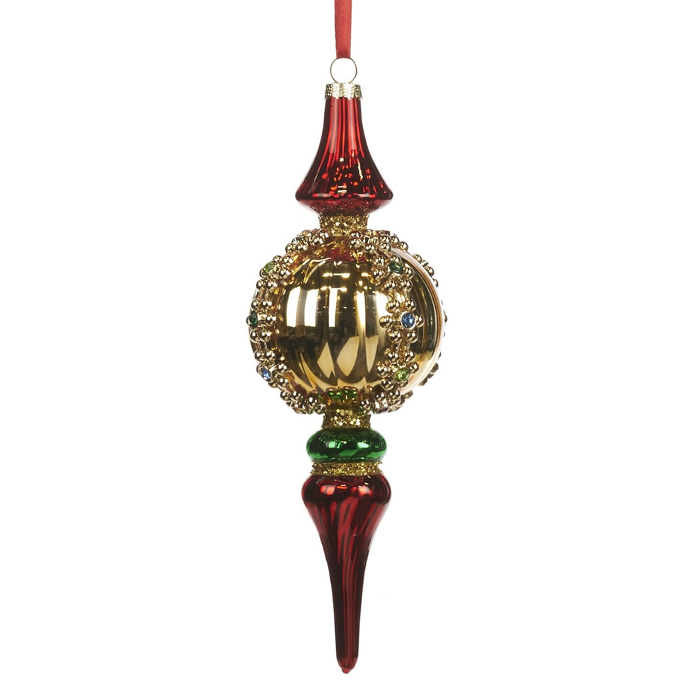 Елочная игрушка 21,5см Goodwill M&G полосатая золотая с красным