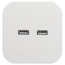 Разветвитель электрический ЭРА SP-4-USB-W на 4 розетки + 2xUSB 2400mA без заземления 10А белый | Электротовары