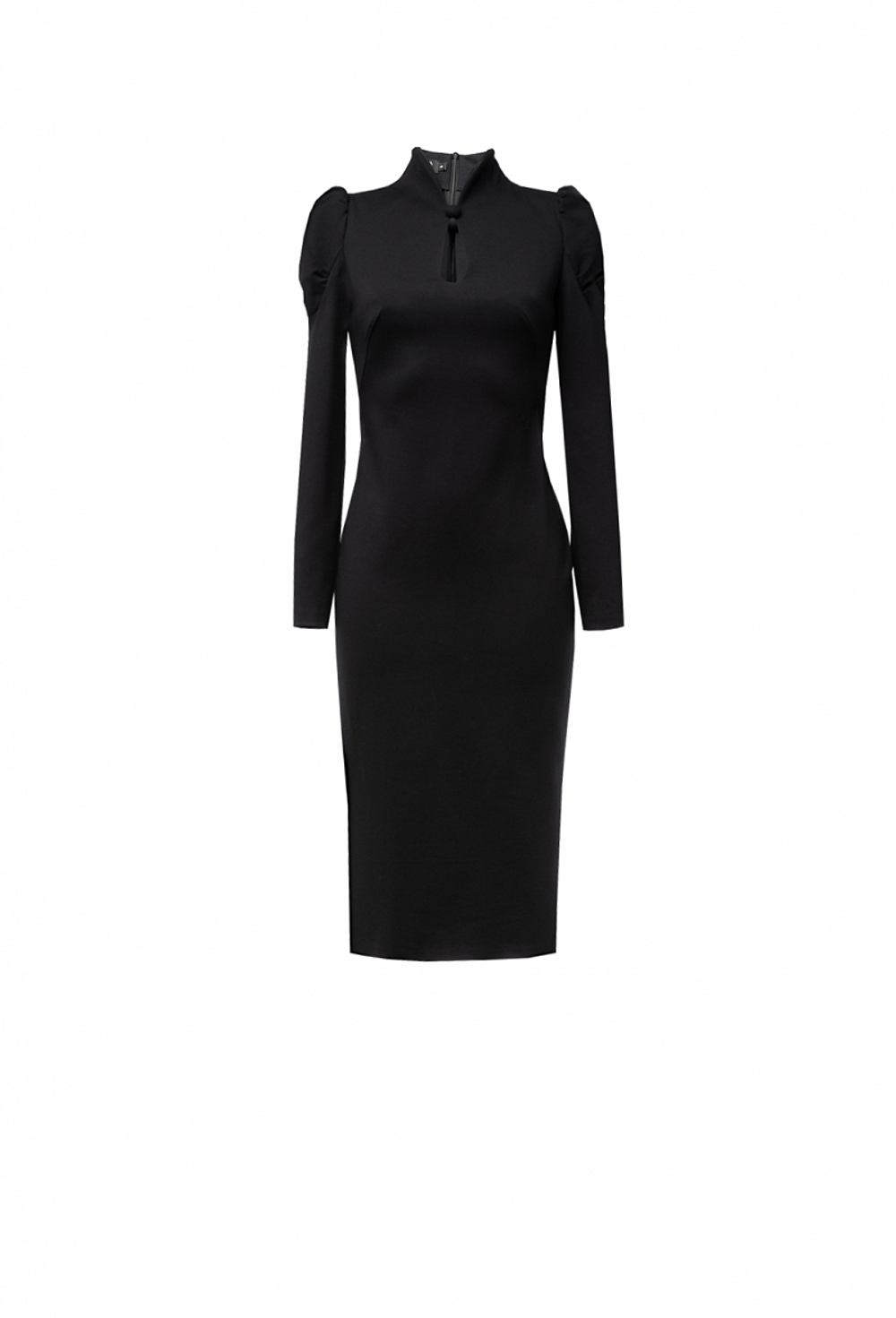 Трикотажное облегающее платье на молнии чёрное 05-04-23 FW