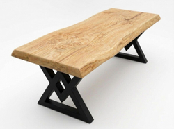 Стол обеденный из слэба тополя WHITE 300