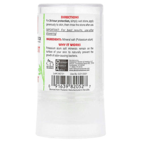 Thai Deodorant Stone, Thai Crystal Deodorant-стик, тайский кристалл, 120 г (4,25 унции)