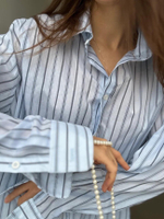 Рубашка с полосами голубая на завязках