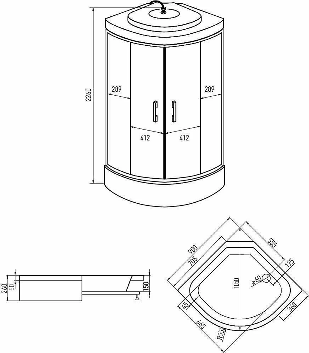 Душевая кабина Erlit Comfrot ER350926-C3-RUS 90х90