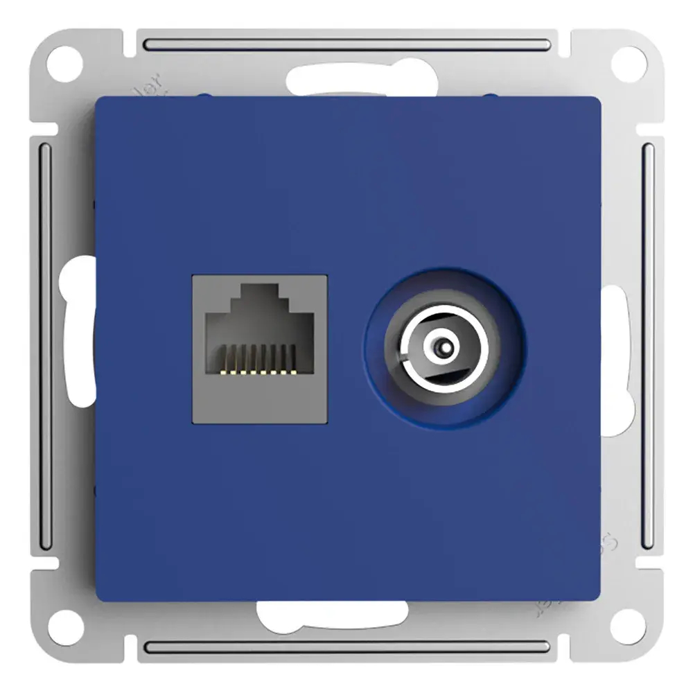 ATLASDESIGN РОЗЕТКА двойная ТВ + компьютерная RJ45 кат. 5e, механизм, АКВАМАРИН