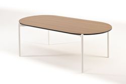 "Диего" журнальный стол из HPL 120х60 H40, каркас белый муар, цвет "дуб"