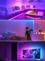 Светодиодная лента RGB 40м, гирлянда, управление с телефона и пульта, многоцветная подсветка для кухни и комнаты