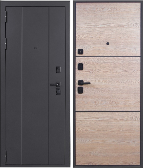 Входная дверь Эталон М-7 Чёрный муар - Астана табак горизонт