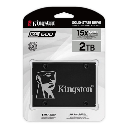 Жесткий диск SSD 2.5" 2Tb Kingston KC600, 550/520MBs, 80000 IOPS, TLC 3D NAND, SATA-III (SKC600/2048G)