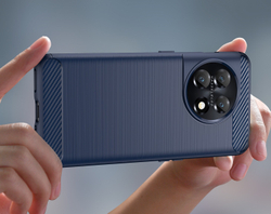 Мягкий чехол синего цвета в стиле карбон для смартфона OnePlus 11, серия Carbon от Caseport