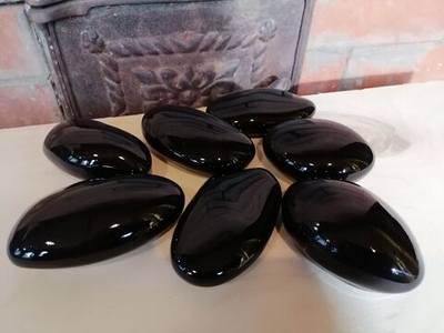 камни керамические для биокамина чёрные, 6- 10см, 7 шт.