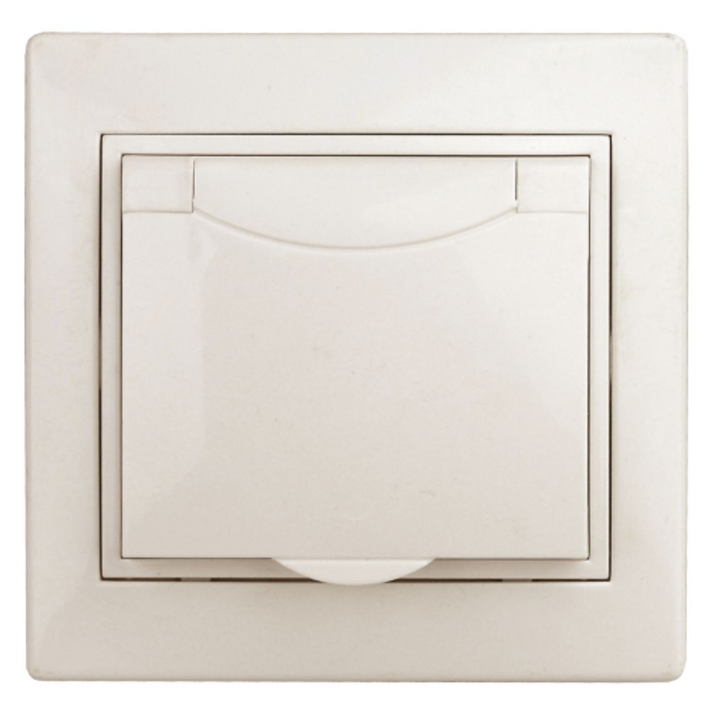 Розетка Intro Plano 1-203-02 с заземлением 2P+E Schuko с крышкой 16А-250В IP20 СУ слоновая кость