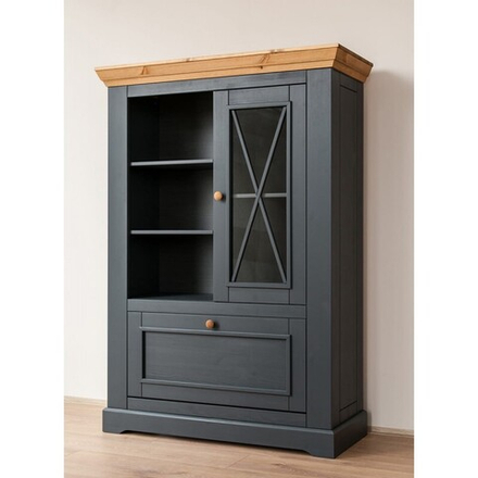 Комод «Форест» 2 двери и полки серый 7012/бейц-масло