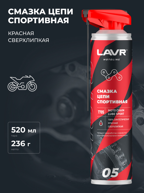 Смазка для цепи мотоцикла Lavr MOTO Спортивная 520 мл