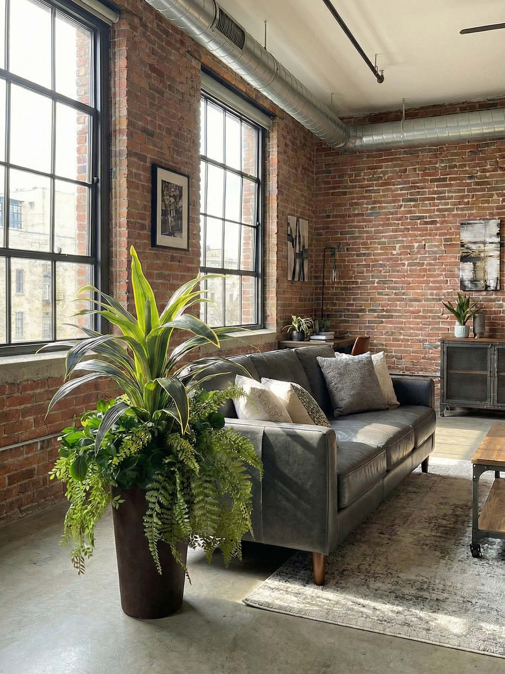 Композиция Интерьерная с драценой королевской в высоком кашпо