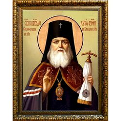Лука Крымский Симферопольский Святитель. Икона на холсте с мощевиком.
