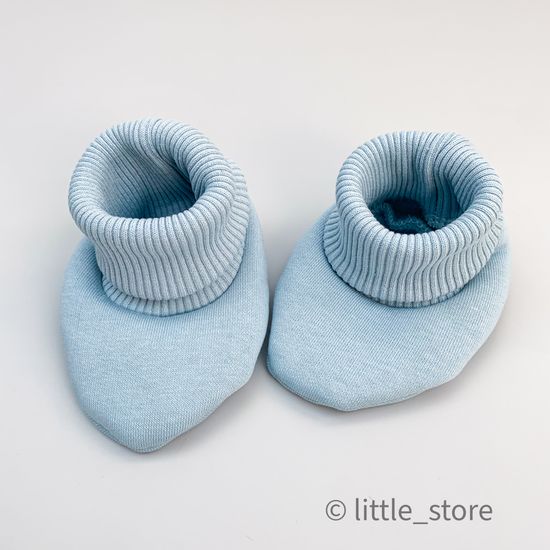 Пинетки "Simple" из футера с начесом, Нежно-голубые