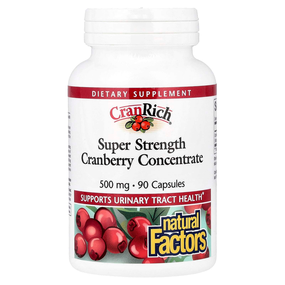 Natural Factors, CranRich®, концентрат клюквы, повышенная сила действия, 500 мг, 90 капсул