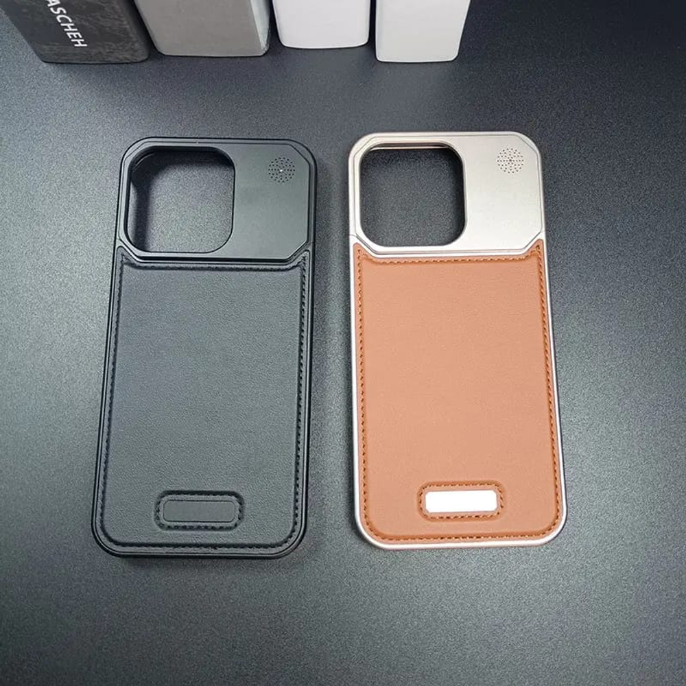 Арома-чехол для iPhone 15 Pro, алюминиевый и кожаный