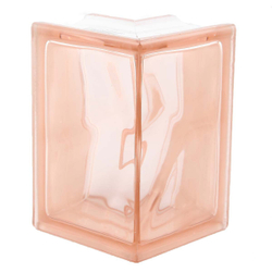 Купить Угловой стеклоблок волна  розовый окраска в массе Vitrablok   19x13x13x8