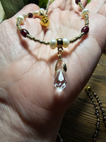 Колье ручной работы из натурального граната и жемчуга "Гранат и жемчуг"