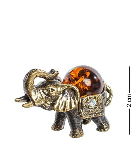 Народные промыслы AM- 204 Фигурка «Африканский слон» (латунь, янтарь)