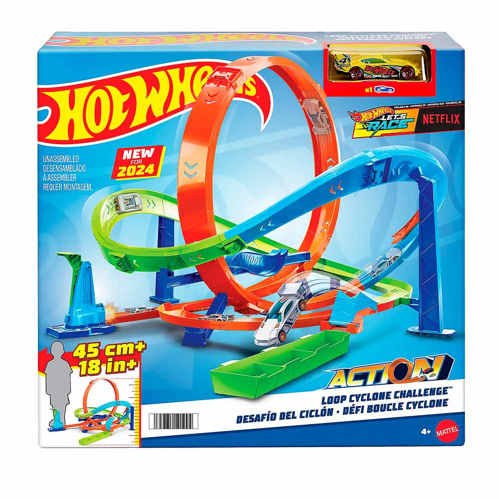 Hot Wheels HTK16 Испытание гиперпетли, игровой набор с петлёй для трюков, машинки Hot Wheels, оригинал Mattel