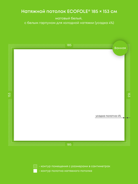 Матовый натяжной потолок 2.8 м2