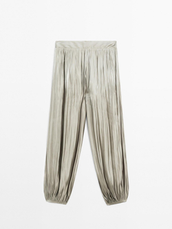 Massimo Dutti Блестящие брюки-баллоны - STUDIO, бледно-зеленый