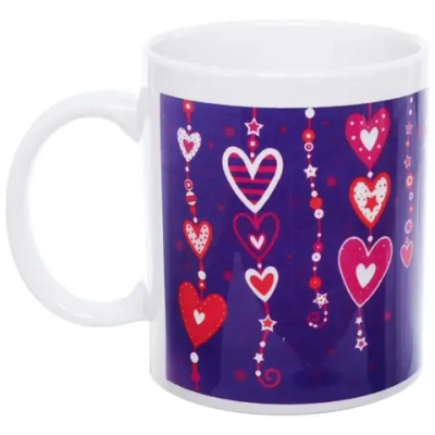 Кружка керамическая 330 мл «Сердечки-ниточки»