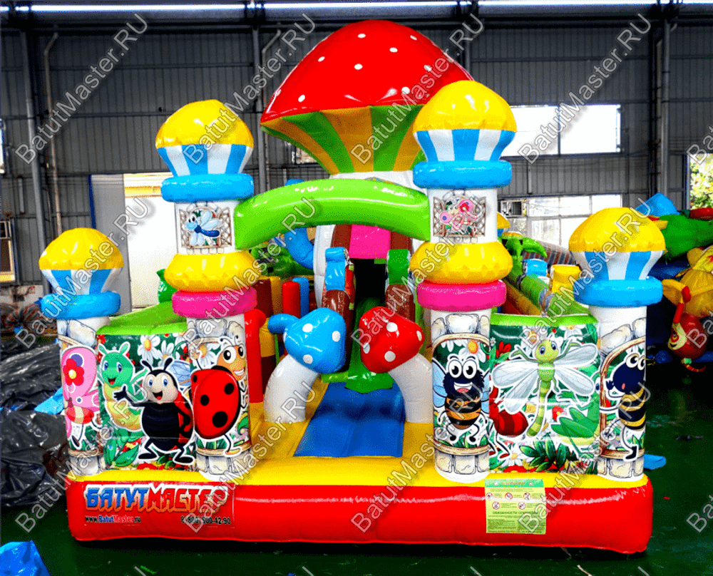 Коммерческий надувной батут "Грибная поляна" 9,1*5*5,5